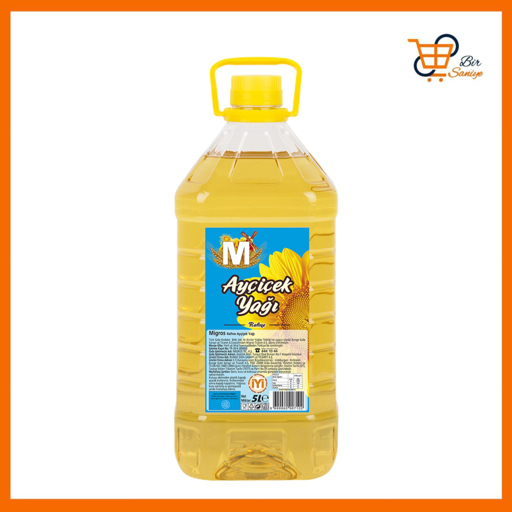 روغن افتابگران رافینه rafine اصل ترکیه میگروس مارکت حجم ۵ کیلوگرم خالص Rafine ayçiçek yaği